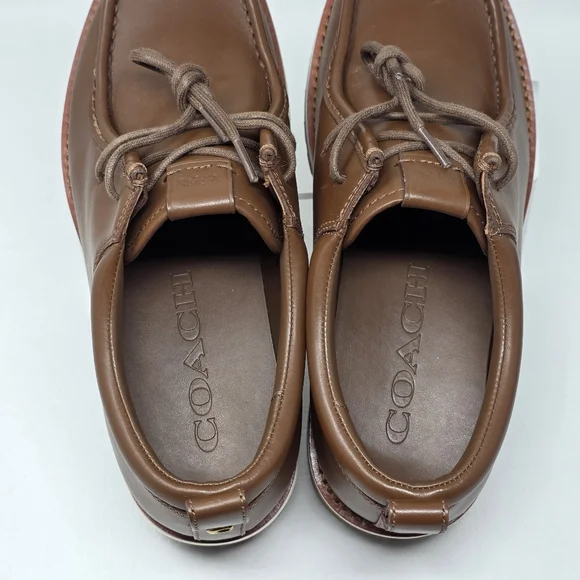 Coach Men's Banks Leather Lace-Up Boots Dark Saddle Brown US Size 7.5 D NEW
